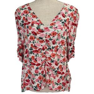 Old Navy, XL, Pink Florals V Neck Top
